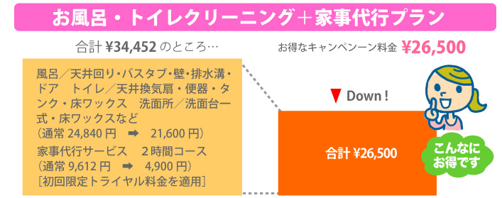 お風呂・トイレクリーニング＋家事代行プラン